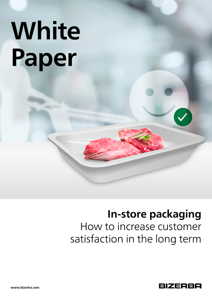 Bizerba Whitepaper Cover: In-store packaging - How to increase customer satisfaction in the long term